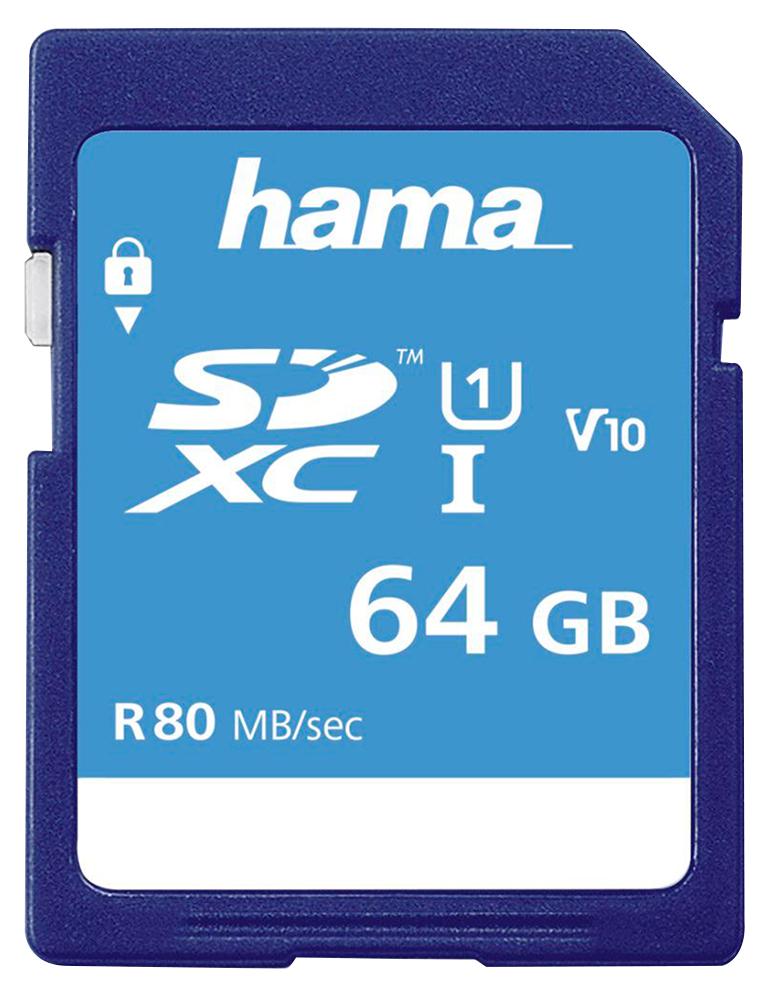 00124136 64GB C10 UHS-I SDHC, 80MB/S HAMA