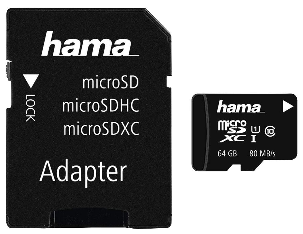 00124152 64GB C10 UHS-I MICROSDHC, 80MB/S HAMA