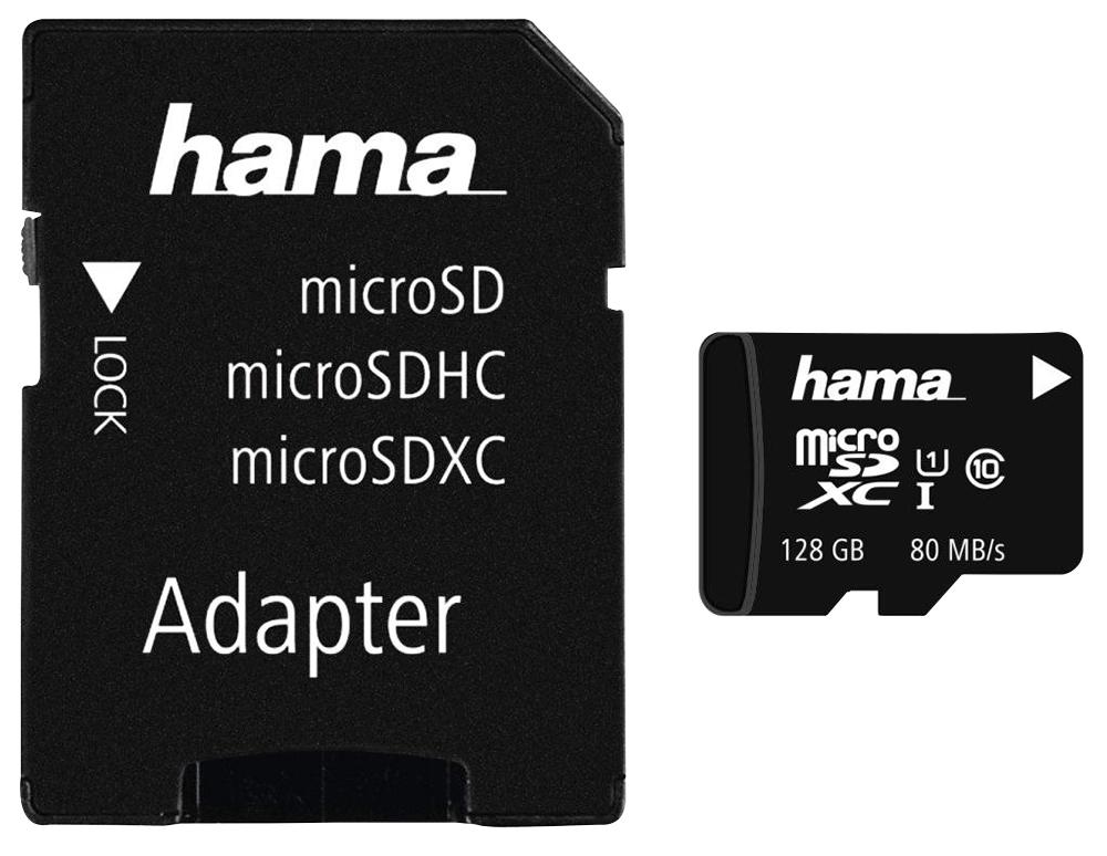 00124160 128GB C10 UHS-I MICROSDHC, 80MB/S HAMA