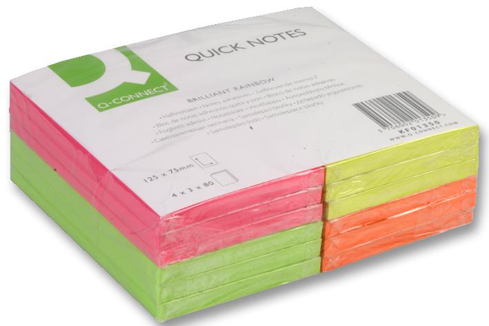 KF01350 PADS STICKY 12PK 125X75MM NEON Q CONNECT