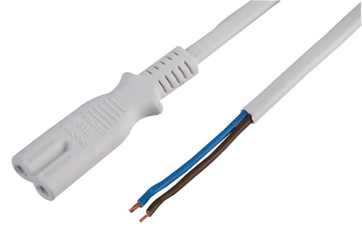 PE01014 LEAD FIG 8 (C7) TO BARE END 1M WHITE PRO ELEC