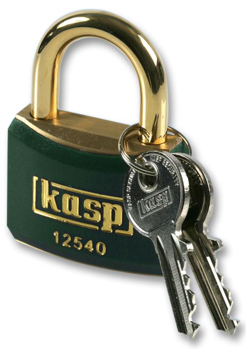 K12540BGRED PADLOCK BRASS 40MM GREEN KASP SECURITY