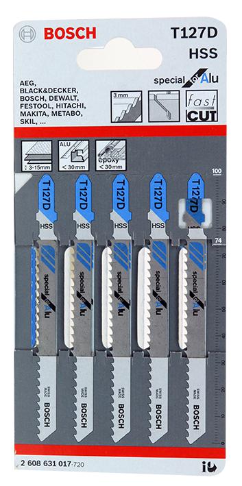 T127D JIGSAW BLADE, 8TPI, PK5 BOSCH