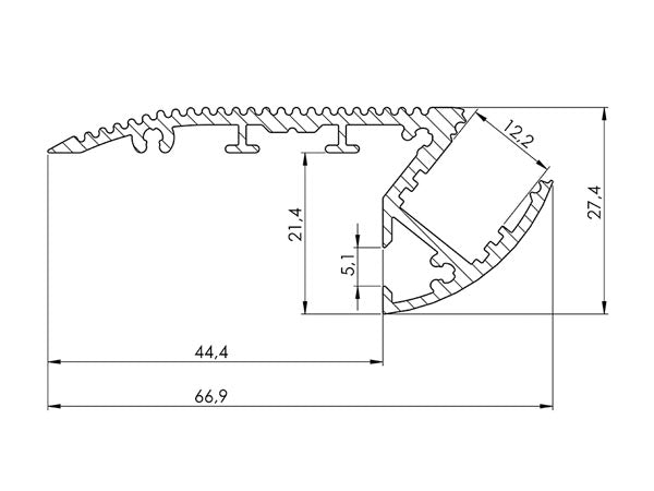 AL-ST-2 ALU-STAIR - ALUMINIUMPROFIEL VOOR LEDSTRIP - TRAPPEN - GEANODISEERD ALUMINIUM - ZILVER - 2 m