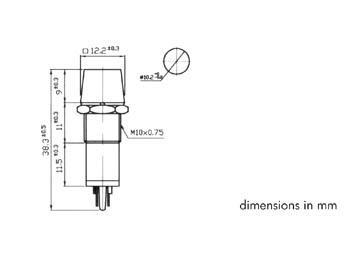 CCAF220ABL SQUARE 11.5 x 11.5mm PANEL CONTROL LAMP 220V AMBER