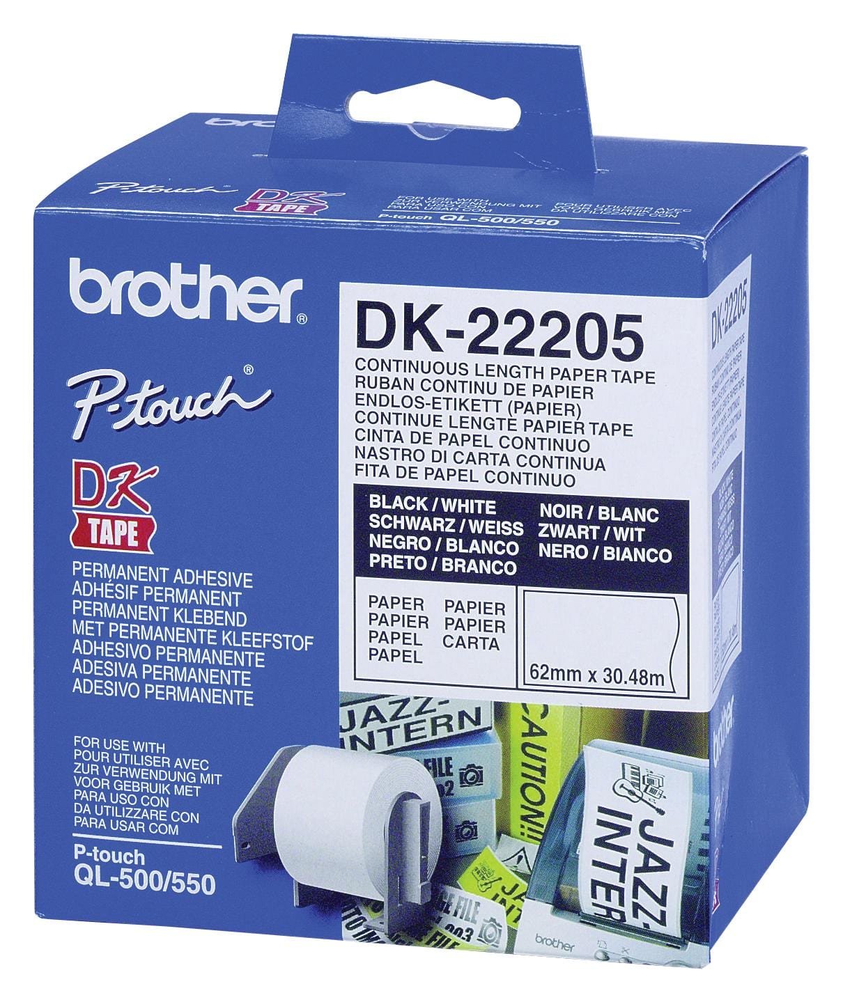 BROTHER Label Printer Tape DK22205 TAPE, CONTINUOUS PAPER, 62MM BROTHER 8779210 DK22205