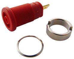 972355101 - Banana Test Connector, 4mm, Jack, Panel Mount, 25 A, 1 kV, Gold Plated Contacts, Red - HIRSCHMANN TEST AND MEASUREMENT