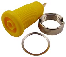 972355103 - Banana Test Connector, 4mm, Jack, Panel Mount, 25 A, 1 kV, Gold Plated Contacts, Yellow - HIRSCHMANN TEST AND MEASUREMENT