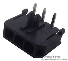 43650-0300 - Pin Header, Power, 3 mm, 1 Rows, 3 Contacts, Through Hole Right Angle, Micro-Fit 3.0 43650 - MOLEX