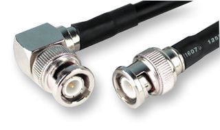 1337772-2 - RF / Coaxial Cable Assembly, 90° BNC Plug to BNC Plug, RG58, 50 ohm, 19.69 ", 500 mm, Black - GREENPAR - TE CONNECTIVITY