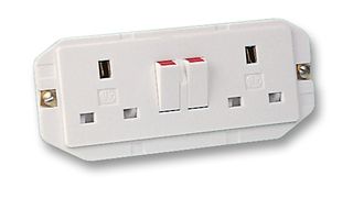 2532WHI - Socket, Switched, 2 Gang, White Moulded - HONEYWELL