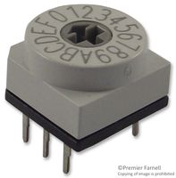 PT65-703 - Rotary Coded Switch, PT65, Through Hole, 16 Position, 24 VDC, Hexadecimal, 400 mA - APEM