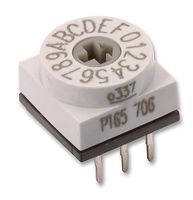 PT65-706 - Rotary Coded Switch, PT65, Through Hole, 16 Position, 24 VDC, Hexadecimal Complement, 400 mA - APEM