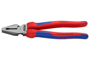 02 02 225 - 225mm High Leverage Combination Pliers with Cutting Edges and Two Colour Dual Component Handles - KNIPEX