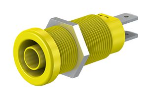 66.9131-24 - Banana Test Connector, 4mm, Receptacle, Panel Mount, 20 A, 1 kV, Nickel Plated Contacts, Yellow - STAUBLI