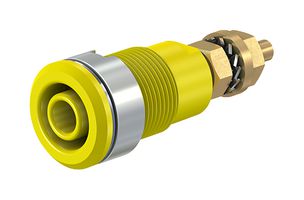 23.3020-24 - Banana Test Connector, 4mm, Receptacle, Panel Mount, 32 A, 1 kV, Gold Plated Contacts, Yellow - STAUBLI