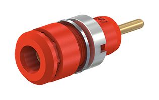 65.9194-22 - Banana Test Connector, 2mm, Receptacle, Panel Mount, 10 A, 600 V, Gold Plated Contacts, Red - STAUBLI