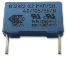 B32922C3224M000 - Safety Capacitor, Metallized PP, Radial Box - 2 Pin, 0.22 µF, ± 20%, X2, Through Hole - EPCOS