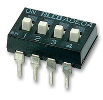 ADE0404 - DIP / SIP Switch, 4 Circuits, Slide, Through Hole, SPST, 24 VDC, 100 mA - TE CONNECTIVITY