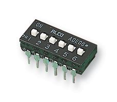 ADE0604 - DIP / SIP Switch, 6 Circuits, Slide, Through Hole, SPST, 24 VDC, 100 mA - TE CONNECTIVITY