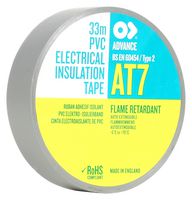 AT7 GREY 33M X 19MM - Electrical Insulation Tape, PVC (Polyvinyl Chloride), Grey, 19 mm x 33 m - ADVANCE TAPES