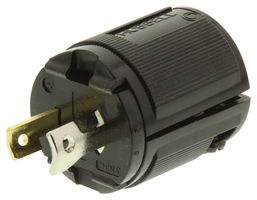 HBL7465V - Power Entry Connector, Power Entry, 15 A, Black, Nylon (Polyamide) Body, 125 V - HUBBELL WIRING DEVICES
