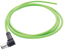 142M1D90050 - Sensor Cable, D-Code, Cat5e, 90° M12 Plug, Free End, 4 Positions, 5 m, 16.4 ft - METZ CONNECT
