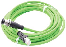 142M4D25005 - Sensor Cable, D-Code, Cat5, RJ45 Plug, M12 Receptacle, 4 Positions, 500 mm, 19.6 " - METZ CONNECT