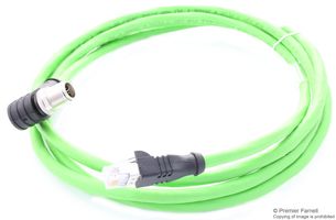 142M2X95020 - Sensor Cable, X-Code, Cat6, 90° M12 Plug, RJ45 Plug, 8 Positions, 2 m, 6.6 ft - METZ CONNECT