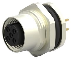 T4141012051-000 - Sensor Connector, M12, Female, 5 Positions, PCB Socket, Straight Panel Mount - TE CONNECTIVITY