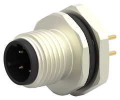 T4142512041-000 - Sensor Connector, M12, Male, 4 Positions, PCB Pin, Straight Panel Mount - TE CONNECTIVITY