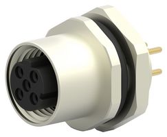 T4143512041-000 - Sensor Connector, M12, Female, 4 Positions, PCB Socket, Straight Panel Mount - TE CONNECTIVITY