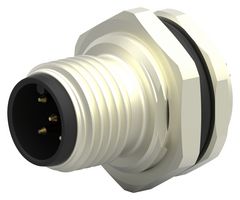 T4130012051-000 - Sensor Connector, M12, Male, 5 Positions, Solder Pin, Straight Panel Mount - TE CONNECTIVITY