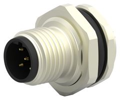 T4130412051-000 - Sensor Connector, M12, Male, 5 Positions, Solder Pin, Straight Panel Mount - TE CONNECTIVITY