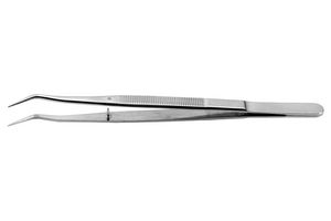 650.SA - Tweezer, General Purpose, Bent, Pointed, Stainless Steel, 150 mm - IDEAL-TEK