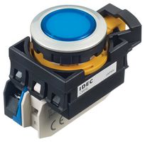 CW4L-M1E10Q4S - Industrial Pushbutton Switch, Flush Silhouette, CW, 22.3 mm, SPST-NO, Momentary, Flush, Blue - IDEC