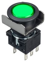 LB6B-M1T6LG - Industrial Pushbutton Switch, Flush Silhouette, LB, 18.2 mm, DPDT, Momentary, Round, Green - IDEC