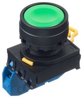 YW1B-A1E10G - Industrial Pushbutton Switch, YW, 22.3 mm, SPST-NO, Maintained, Flush, Green - IDEC