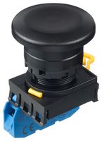 YW1B-M4E10B - Industrial Pushbutton Switch, YW, 22.3 mm, SPST-NO, Momentary, Mushroom, Black - IDEC