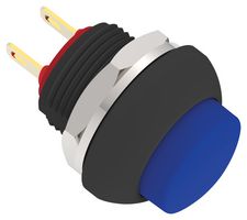 PB6B2HS7M2CAL00 - Industrial Pushbutton Switch, Subminiature, PB6, 13.6 mm, SPST-NO, Off-(On), Round Raised, Blue - ALCOSWITCH - TE CONNECTIVITY