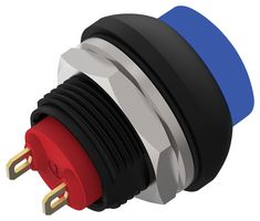 PB7B2HS7M1CAL00 - Industrial Pushbutton Switch, Subminiature, PB7, 13.6 mm, SPST-NC, On-(Off), Round Raised, Blue - ALCOSWITCH - TE CONNECTIVITY