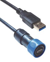 PXP4040/C/A/5M00 - USB Cable, IP66/IP68/IP69K, Gen2, Shielded, 5 m, 16.4 ft, USB 3.1, Black - BULGIN LIMITED