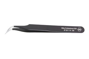32335 - Tweezer, ESD, Precision, Curved, Pointed, Stainless Steel, 120 mm Overall Length - WIHA