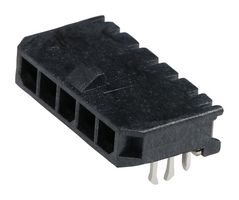 43650-0504 - Pin Header, Power, 3 mm, 1 Rows, 5 Contacts, Through Hole Right Angle, Micro-Fit 3.0 43650 - MOLEX