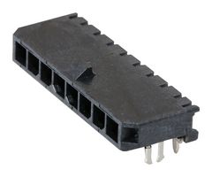 43650-0804 - Pin Header, Power, 3 mm, 1 Rows, 8 Contacts, Through Hole Right Angle, Micro-Fit 3.0 43650 - MOLEX