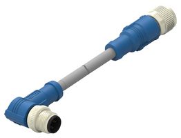 T4162223004-005 - Sensor Cable, 90° M12 Plug, M12 Receptacle, 4 Positions, 5 m, 16.4 ft, T416 - TE CONNECTIVITY
