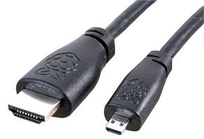 T7733AX - Raspberry Pi Accessory, Raspberry Pi 4 Model B HDMI Cable, Micro HDMI To HDMI, 2m, Black - RASPBERRY-PI