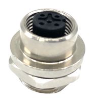 MPM12-SSS-4ARP - Sensor Connector, M12, Female, 4 Positions, Solder Socket, Straight Panel Mount - MULTICOMP PRO