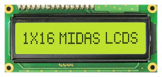 MC11606A6WR2-SPTLY - Alphanumeric LCD, 16 x 1, Black on Yellow / Green, 5V, Parallel, Cyrillic, Transflective - MIDAS