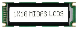 MC11606C6WR-FPTLW - Alphanumeric LCD, 16 x 1, Black on White, 5V, Parallel, Cyrillic, Transflective - MIDAS